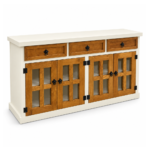 RACK APARADOR RUSTICO 150CM 4PT 3CJ COLOR BLANCO CAOBA