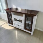 RACK APARADOR RUSTICO 120CM 4 PT 1 NICHO Y 1 CJ COLOR BLANCO/CHOCOLATE